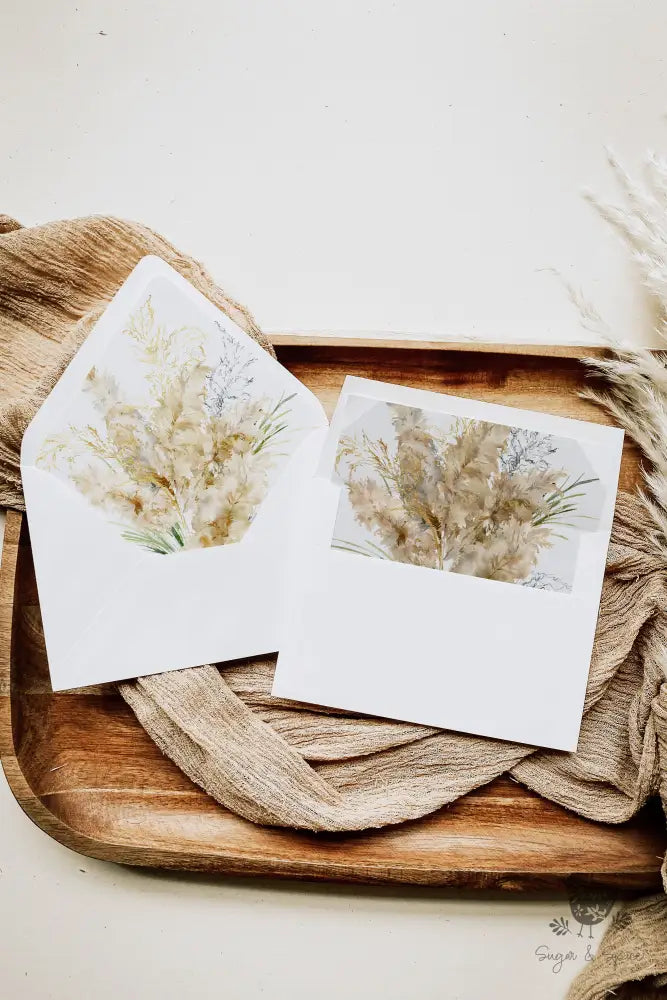 Pampas Grass Envelope Liner - Premium from Sugar and Spice Invitations - Just $1.10! Shop now at Sugar and Spice Paper