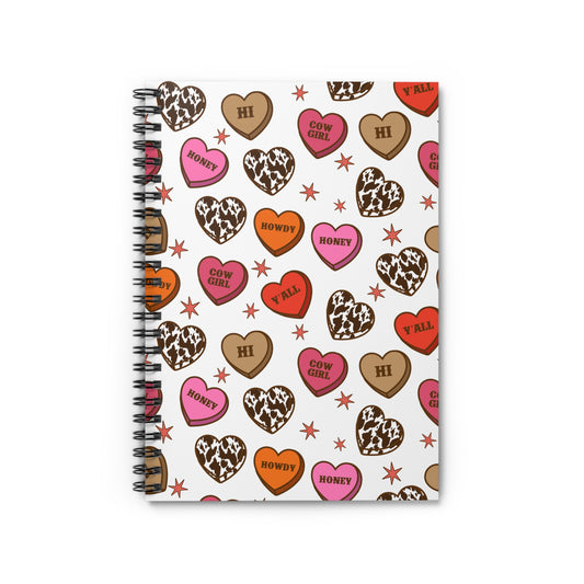 Cowgirl Love Spiral Notebook — Howdy Hearts Ruled Journal