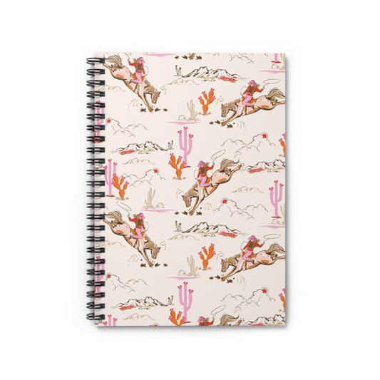 Howdy Cowgirl Hearts Spiral Notebook Journal for Western Kids & Teens
