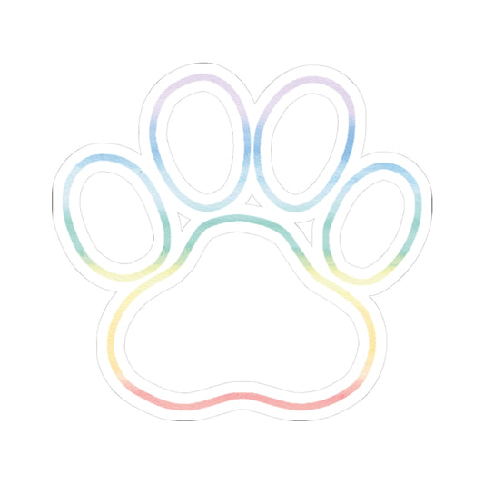 Rainbow Paw Print Stickers — Kiss-Cut Vinyl Pet Decal