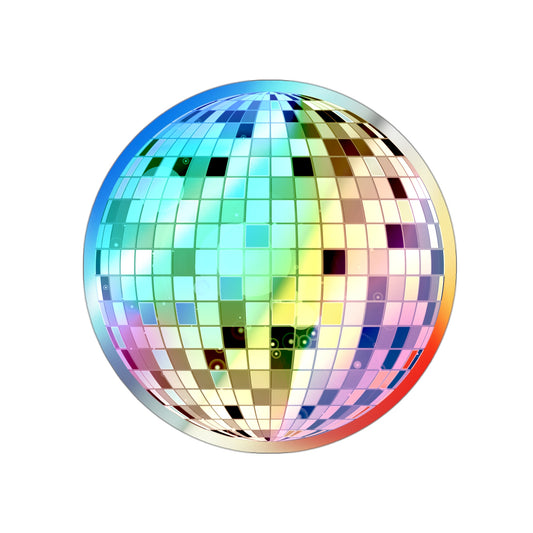 Holographic Disco Ball Stickers — Iridescent Die-Cut Decal for Skateboards & Laptops