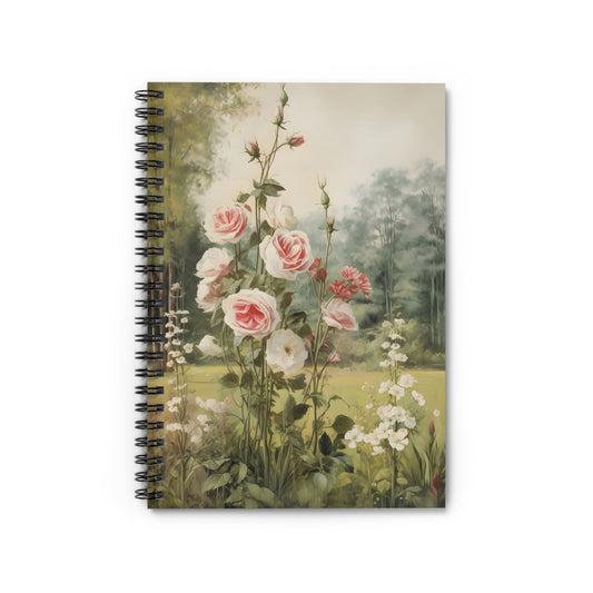 Floral Rose Garden Spiral Notebook — Ruled Journal for Notes & Sketches