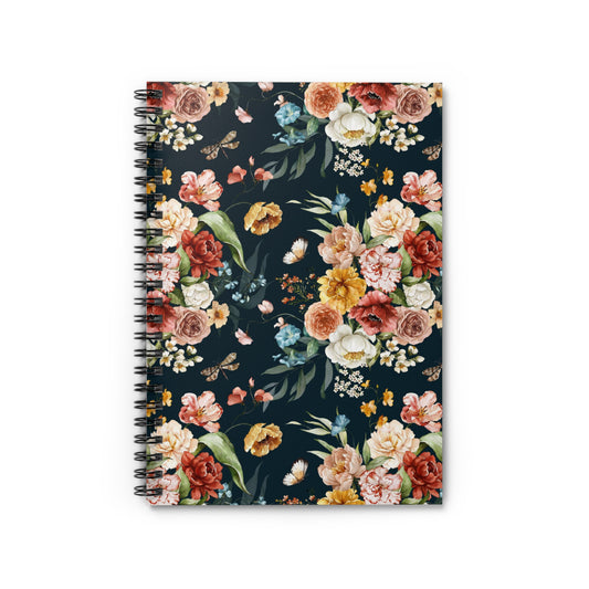 Navy Floral Spiral Notebook