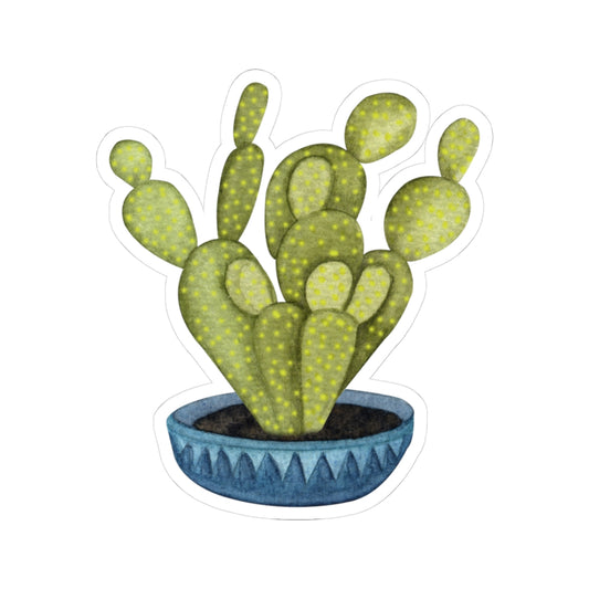 Cactus Plant Kiss-Cut Stickers — Potted Prickly Pear Laptop Decal