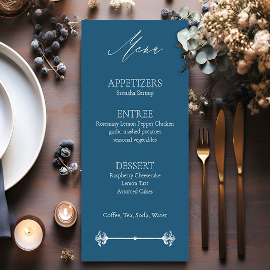 Elegant Blue Menu