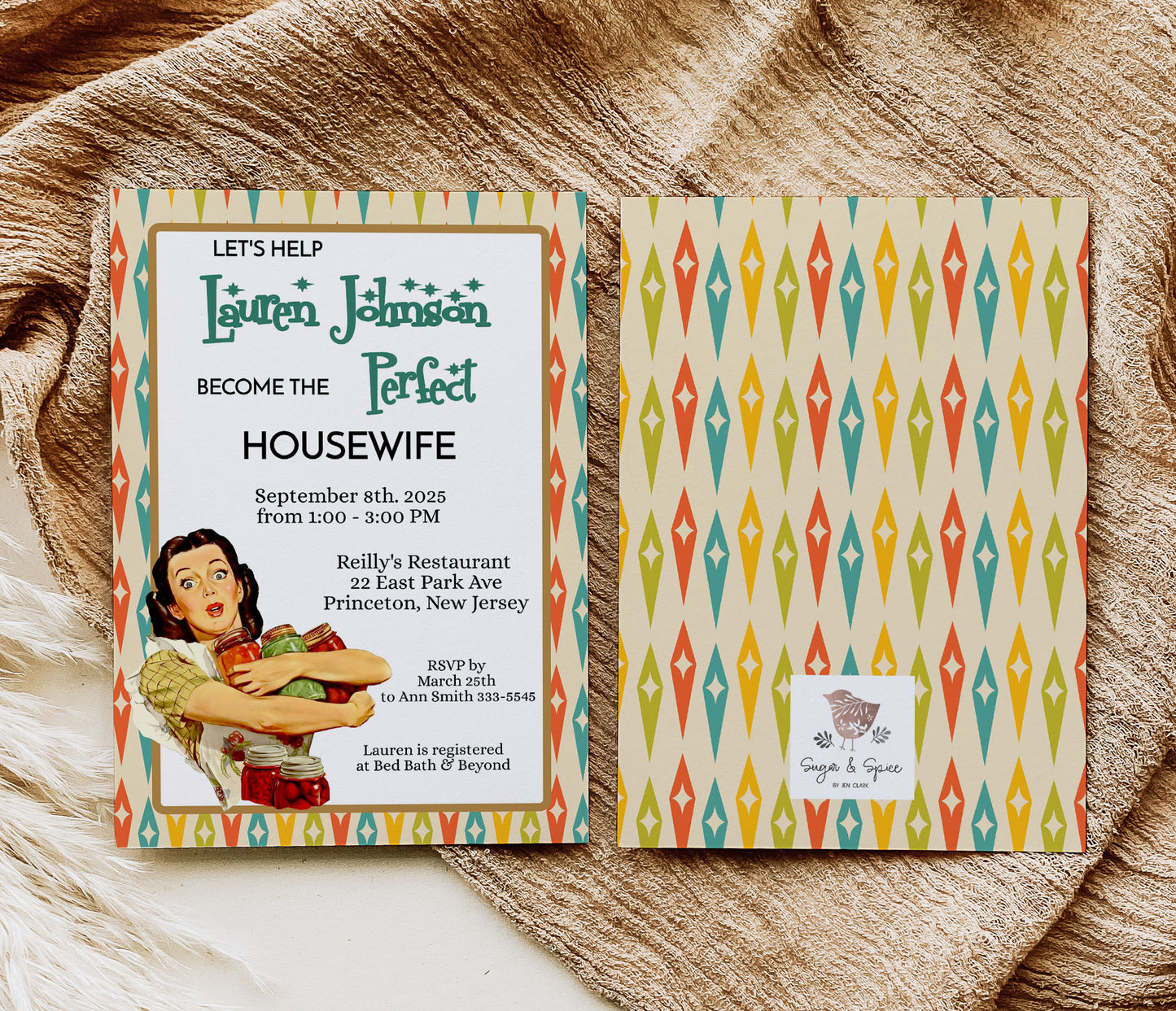 Retro 1950 Housewife Bridal Shower Invitation (Digital Download)