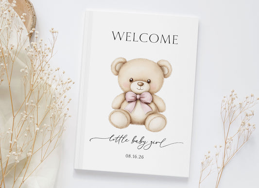 Baby Bear with Pink Bow Guest Book