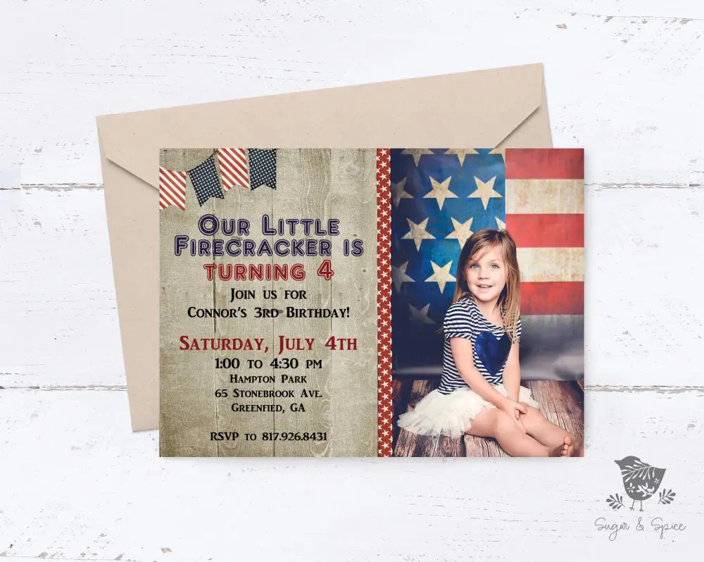 Birthday Fourth of July Invitation - Premium Paper & Party Supplies > Paper > Invitations & Announcements > Invitations from Sugar and Spice Invitations - Just $2.10! Shop now at Sugar and Spice Paper