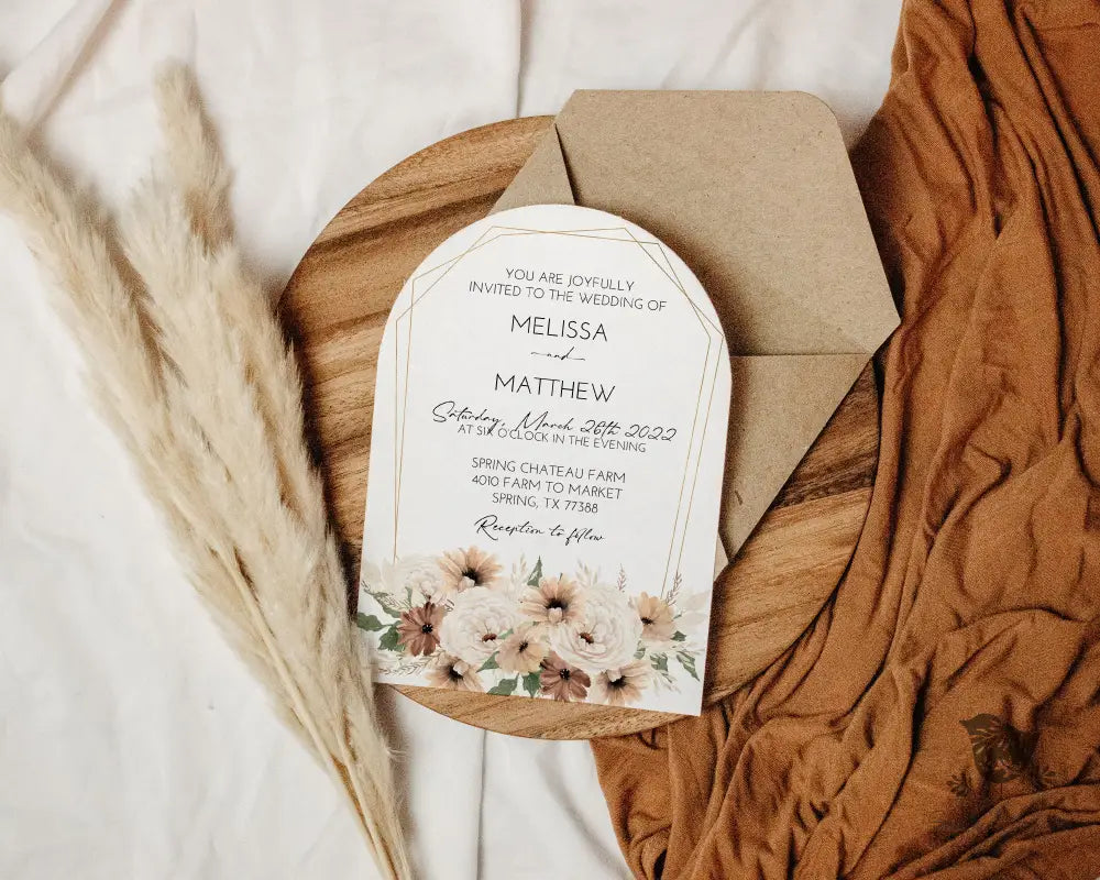 Boho Floral Arch Wedding Invitation - Premium  from Sugar and Spice Invitations - Just $2.50! Shop now at Sugar and Spice Paper