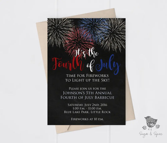 Chalkboard Fourth of July Invitation - Premium Paper & Party Supplies > Paper > Invitations & Announcements > Invitations from Sugar and Spice Invitations - Just $2.10! Shop now at Sugar and Spice Paper