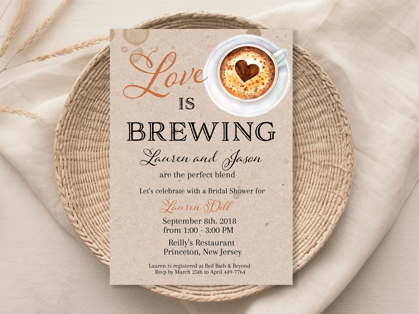 Love is Brewing Bridal Shower Invitation (Digital Download)