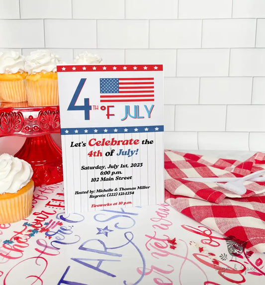 Red White and Blue Fourth of July Invitation - Premium Paper & Party Supplies > Paper > Invitations & Announcements > Invitations from Sugar and Spice Invitations - Just $2.10! Shop now at Sugar and Spice Paper